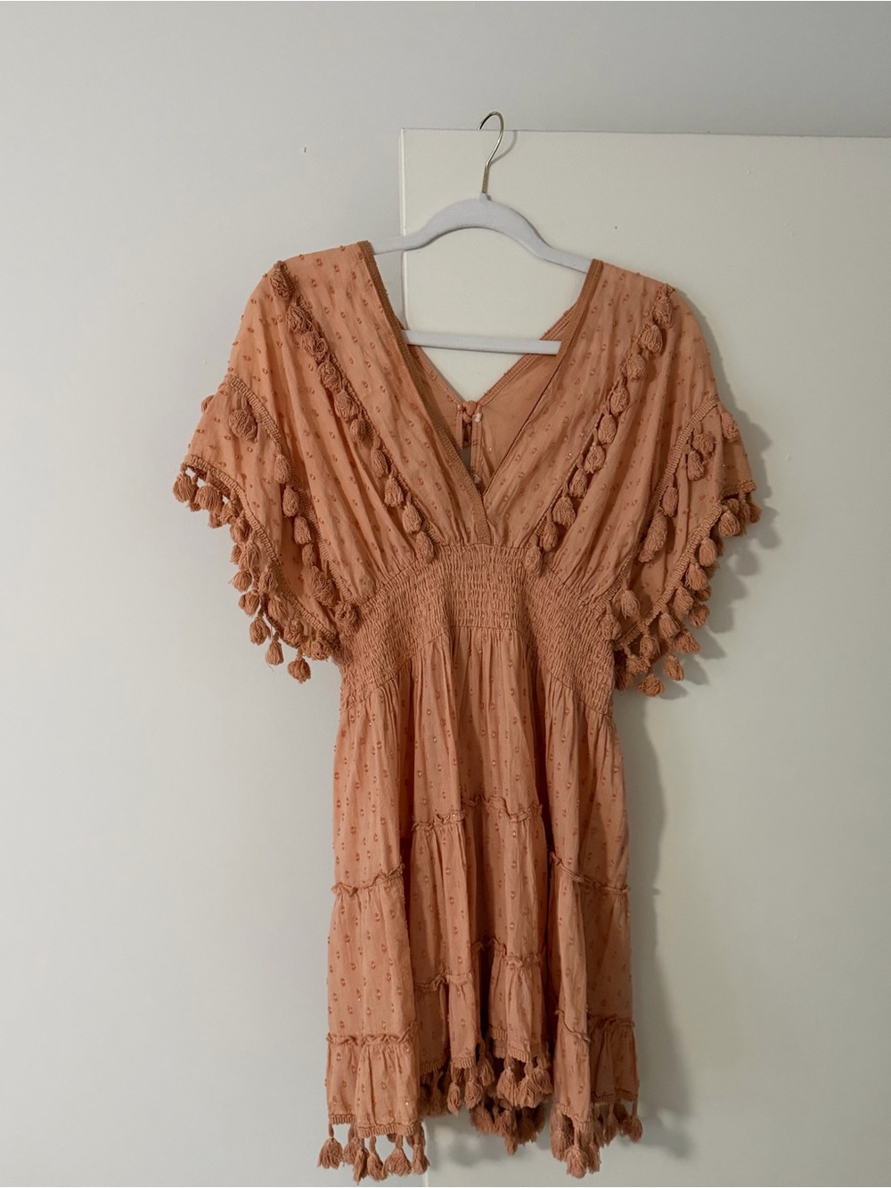 Z&L Boho Tassel Tiered Mini Dress - Rust Pink - Picture 2 of 3